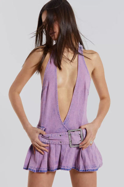 Malibu Plunge Mini Dress - Seldom Seen Styles