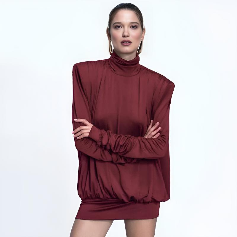 Marsala high neck long shirt dresses for women - Seldom Seen Styles