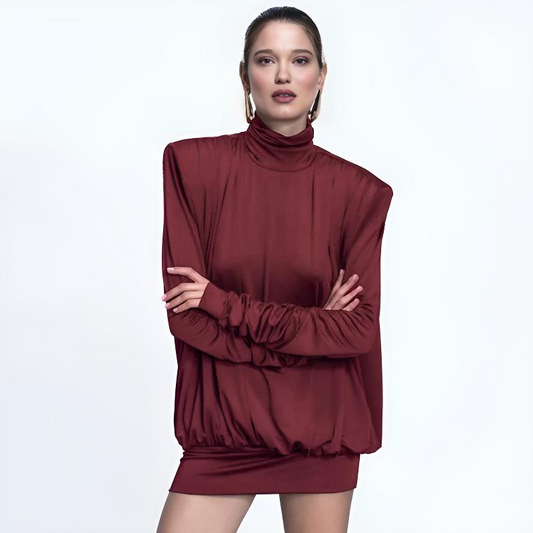 Marsala high neck long shirt dresses for women - Seldom Seen Styles