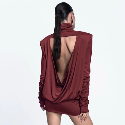 Marsala high neck long shirt dresses for women - Seldom Seen Styles