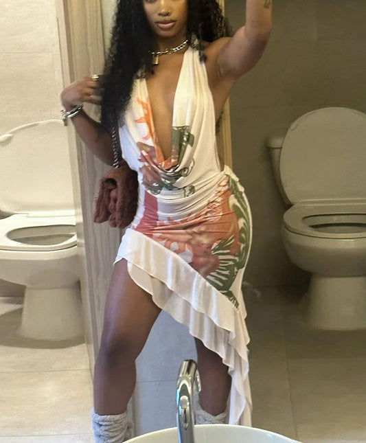 Mesh Print Ribbon Collar Gothic Mini Dress - Seldom Seen Styles