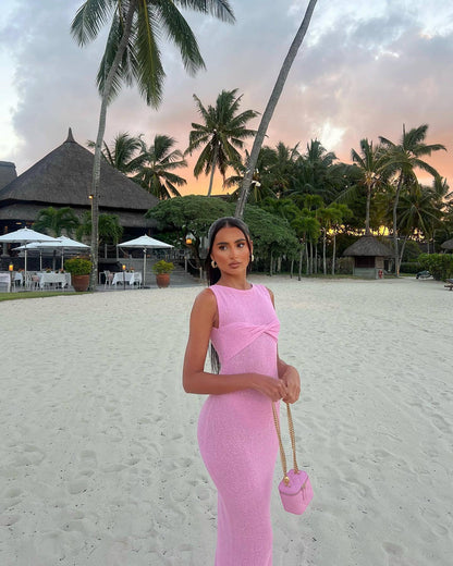 Mika | Round Neck Knitted Maxi Dress - Seldom Seen Styles