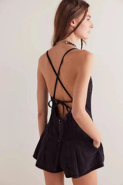 Monroe Denim Dress Mini Jumpsuit - Seldom Seen Styles