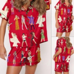 Moon Princess Sailor Guardians Wand Satin Pajama Set For Women Print Comfy Satin Sleepwear & Loungewear Pjs Printing Silky Top & Bottoms - SHESHOW - Seldom Seen Styles