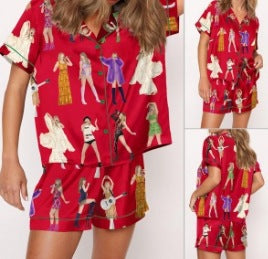 Moon Princess Sailor Guardians Wand Satin Pajama Set For Women Print Comfy Satin Sleepwear & Loungewear Pjs Printing Silky Top & Bottoms - SHESHOW - Seldom Seen Styles