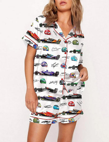 Moon Princess Sailor Guardians Wand Satin Pajama Set For Women Print Comfy Satin Sleepwear & Loungewear Pjs Printing Silky Top & Bottoms - SHESHOW - Seldom Seen Styles