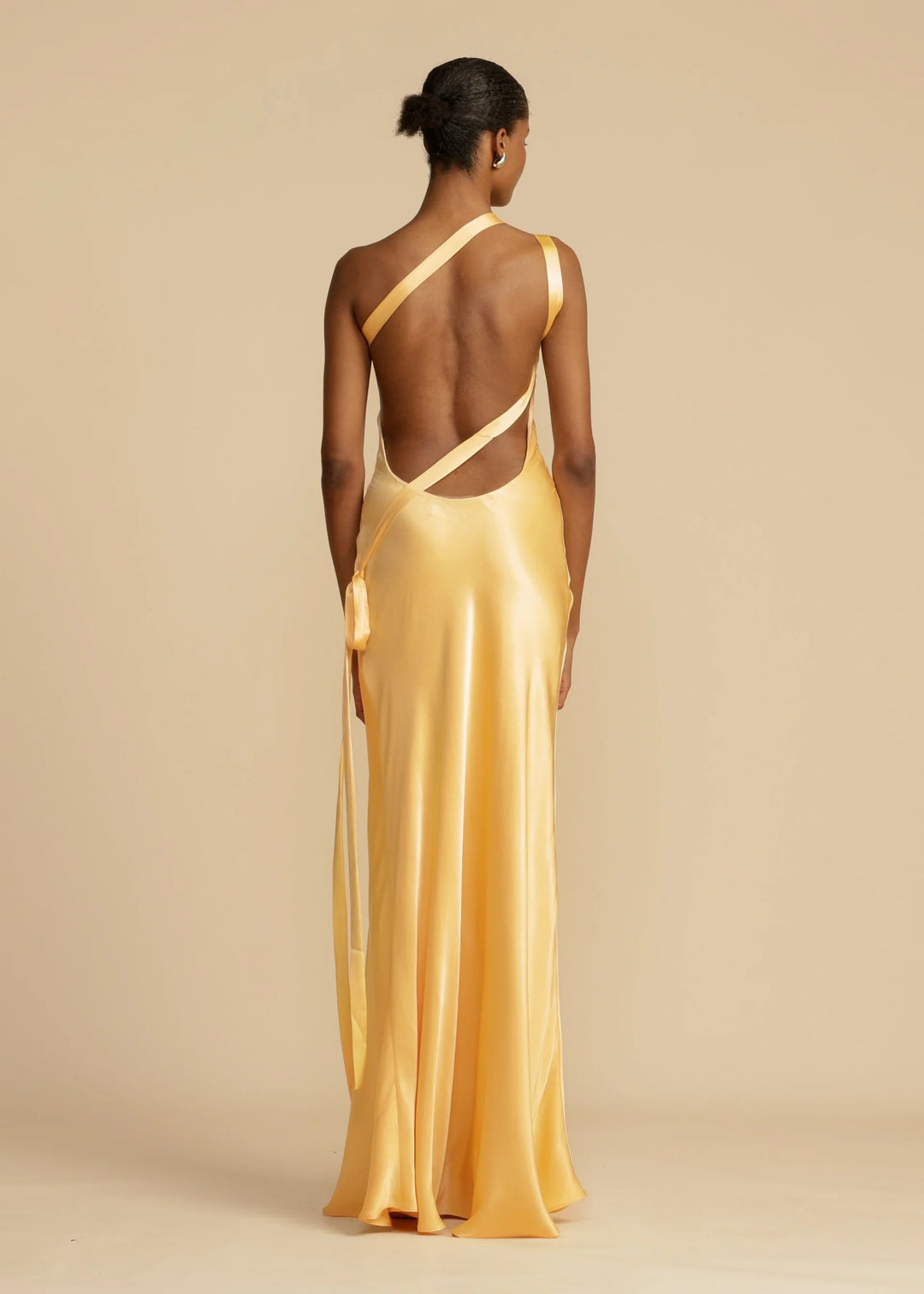 Moonlit Soiree Satin Asymmetrical One Shouder Backless Strap Maxi Dress - Seldom Seen Styles
