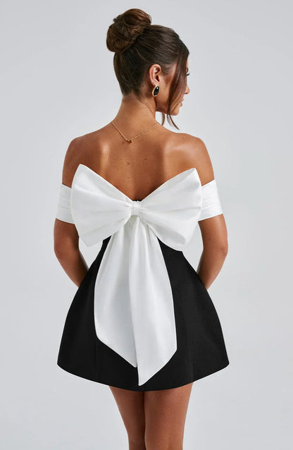 NOIR MINI DRESS - BLACK/WHITE - Seldom Seen Styles