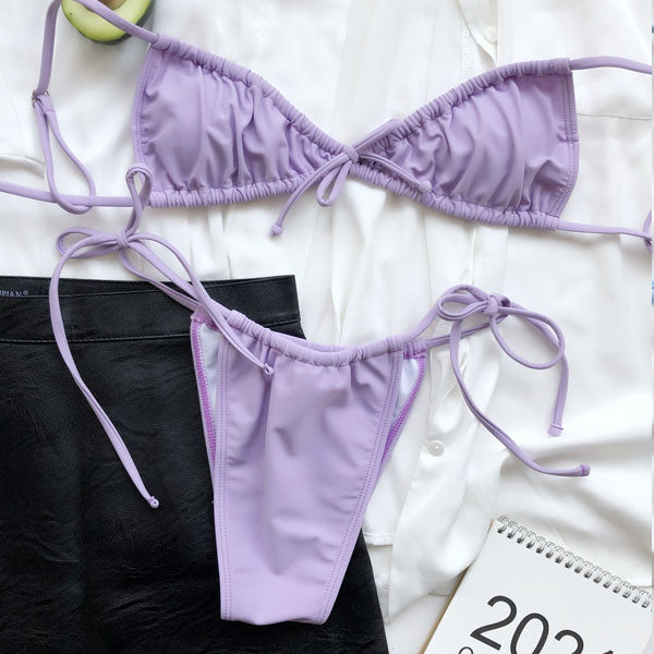 Narissa Tie Front String Bikini Set - Seldom Seen Styles