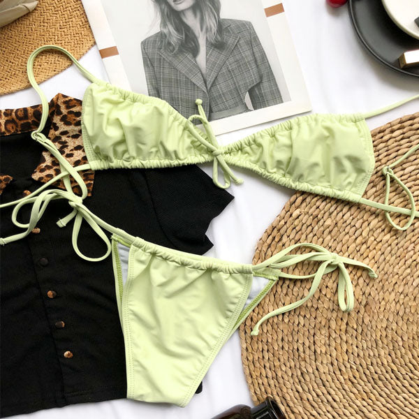 Narissa Tie Front String Bikini Set - Seldom Seen Styles