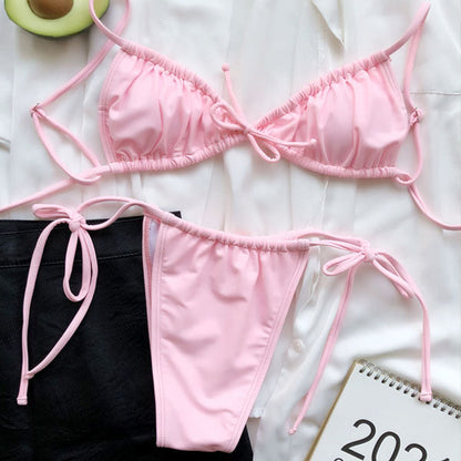 Narissa Tie Front String Bikini Set - Seldom Seen Styles