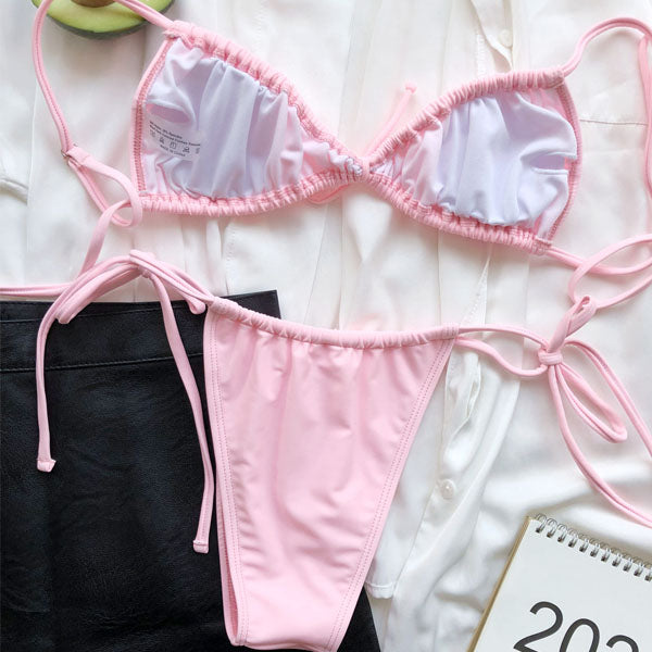 Narissa Tie Front String Bikini Set - Seldom Seen Styles