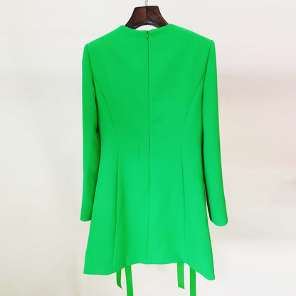 Neela Bowknot Mini Dress  Tie Casual Round Neck Long Sleeve Dress - Seldom Seen Styles