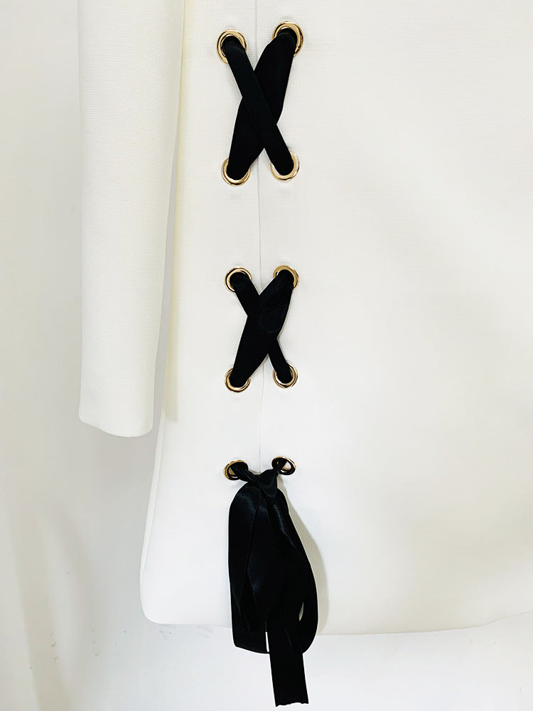 Neela Bowknot Mini Dress  Tie Casual Round Neck Long Sleeve Dress - Seldom Seen Styles