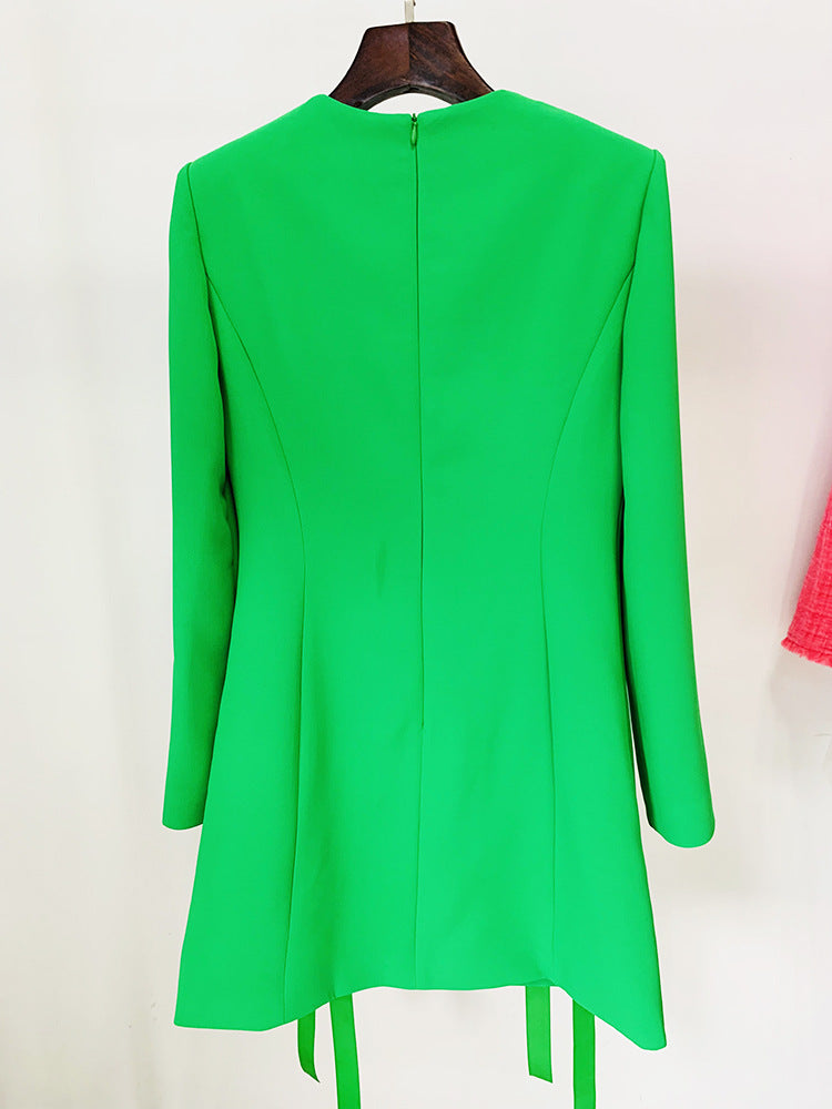 Neela Bowknot Mini Dress  Tie Casual Round Neck Long Sleeve Dress - Seldom Seen Styles