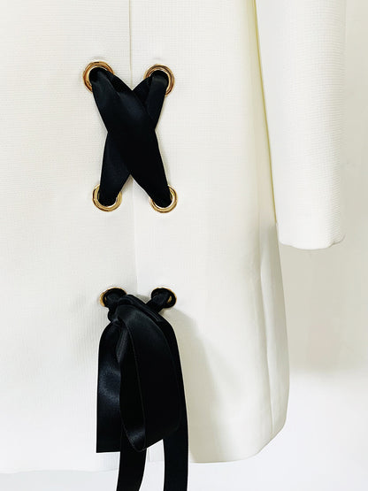 Neela Bowknot Mini Dress  Tie Casual Round Neck Long Sleeve Dress - Seldom Seen Styles