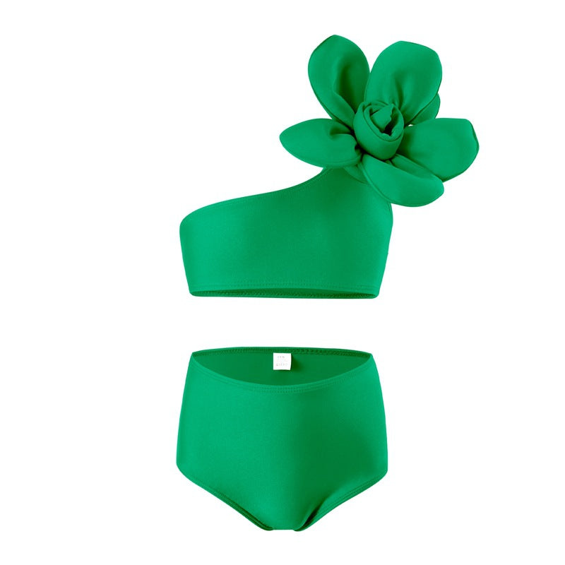 New Parent-Child Children's Swimwear Girls' Swimsuit Shiny Fabric Nylon High Elasticity Children's Two-Piece Swimsuit Girls - Seldom Seen Styles