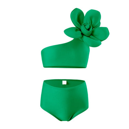 New Parent-Child Children's Swimwear Girls' Swimsuit Shiny Fabric Nylon High Elasticity Children's Two-Piece Swimsuit Girls - Seldom Seen Styles