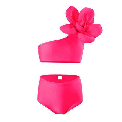 New Parent-Child Children's Swimwear Girls' Swimsuit Shiny Fabric Nylon High Elasticity Children's Two-Piece Swimsuit Girls - Seldom Seen Styles