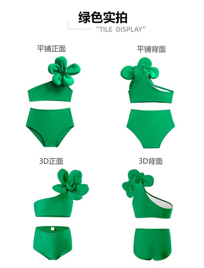New Parent-Child Children's Swimwear Girls' Swimsuit Shiny Fabric Nylon High Elasticity Children's Two-Piece Swimsuit Girls - Seldom Seen Styles