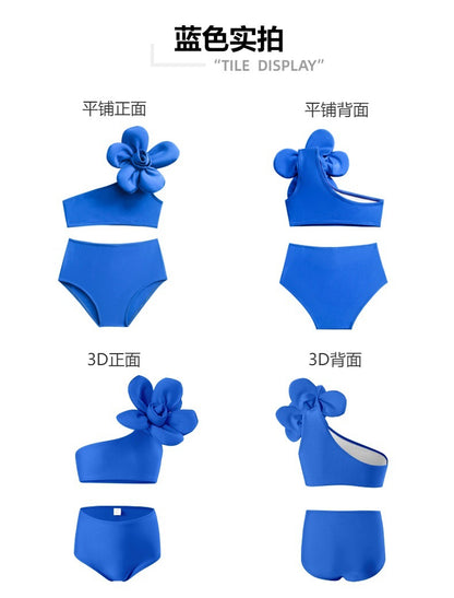 New Parent-Child Children's Swimwear Girls' Swimsuit Shiny Fabric Nylon High Elasticity Children's Two-Piece Swimsuit Girls - Seldom Seen Styles