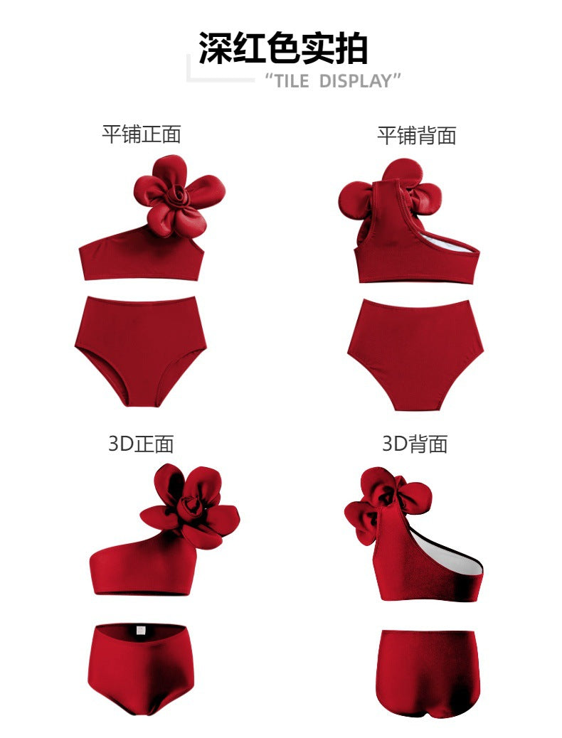New Parent-Child Children's Swimwear Girls' Swimsuit Shiny Fabric Nylon High Elasticity Children's Two-Piece Swimsuit Girls - Seldom Seen Styles