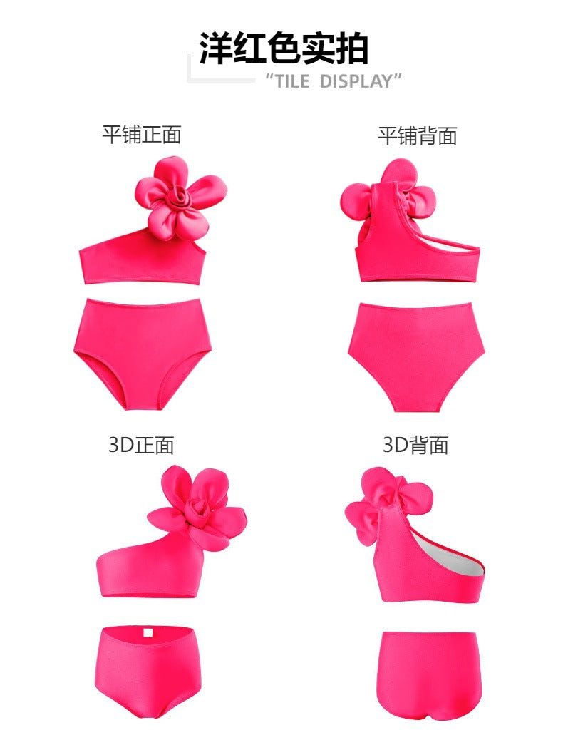 New Parent-Child Children's Swimwear Girls' Swimsuit Shiny Fabric Nylon High Elasticity Children's Two-Piece Swimsuit Girls - Seldom Seen Styles