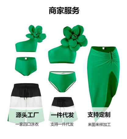 New Parent-Child Children's Swimwear Girls' Swimsuit Shiny Fabric Nylon High Elasticity Children's Two-Piece Swimsuit Girls - Seldom Seen Styles