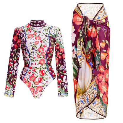 New Printed Fashion Design Hot Spring Swimsuit Women's One-Piece Two-Piece Set - Seldom Seen Styles