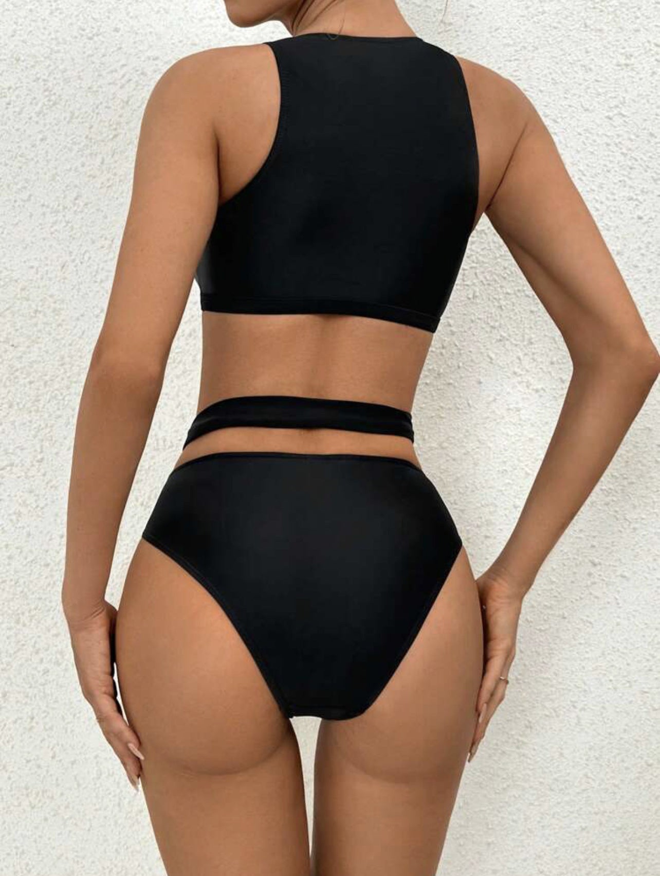 New Sexy Solid Color Mesh Hollow Bikini bikini Women's Swimsuit with Straps - Seldom Seen Styles