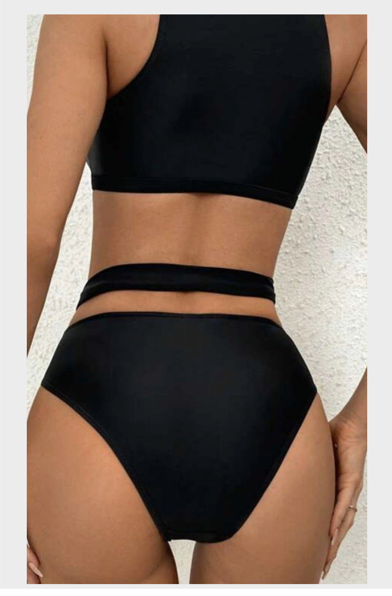 New Sexy Solid Color Mesh Hollow Bikini bikini Women's Swimsuit with Straps - Seldom Seen Styles