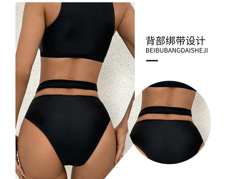 New Sexy Solid Color Mesh Hollow Bikini bikini Women's Swimsuit with Straps - Seldom Seen Styles