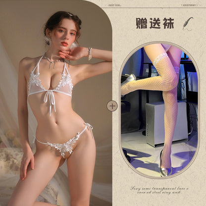 New Sexy Three-Piece Lingerie Set, No Need to Remove Bikini, Open Crotch, Tempting Plus Size Women's Set - Seldom Seen Styles