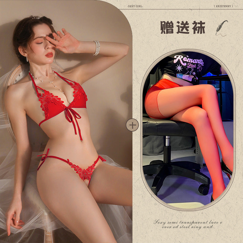 New Sexy Three-Piece Lingerie Set, No Need to Remove Bikini, Open Crotch, Tempting Plus Size Women's Set - Seldom Seen Styles