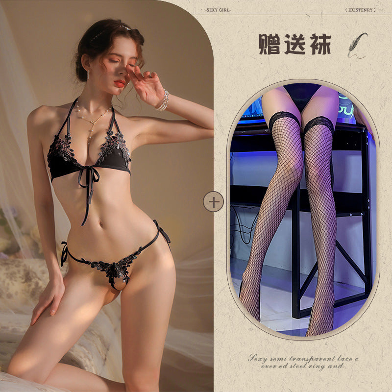 New Sexy Three-Piece Lingerie Set, No Need to Remove Bikini, Open Crotch, Tempting Plus Size Women's Set - Seldom Seen Styles