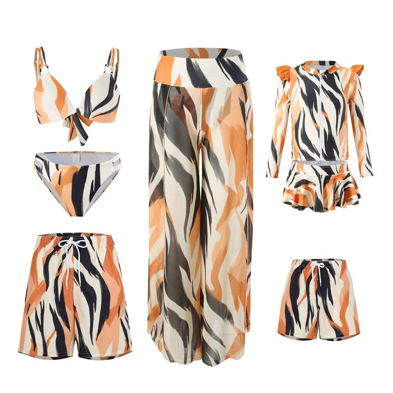 New Style Hi Fish Swimsuit Beach Parent-Child Swimwear Family Set Sun Protection Swimming Suit Beach Parent-Child Mother-Daughter Swimwear - Seldom Seen Styles