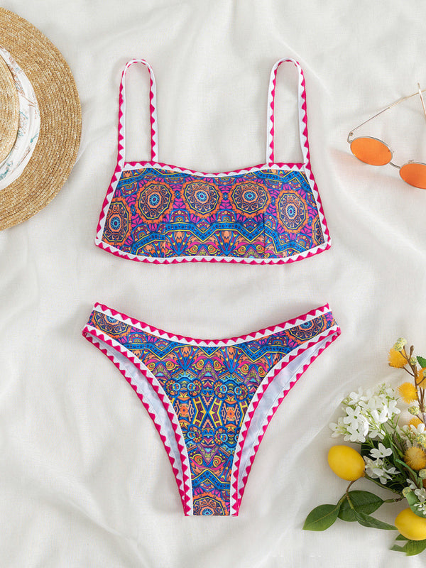 Bathing Suit for Women Two Piece Floral Print Tie Back Swimsuit Bikini Sets - Seldom Seen Styles