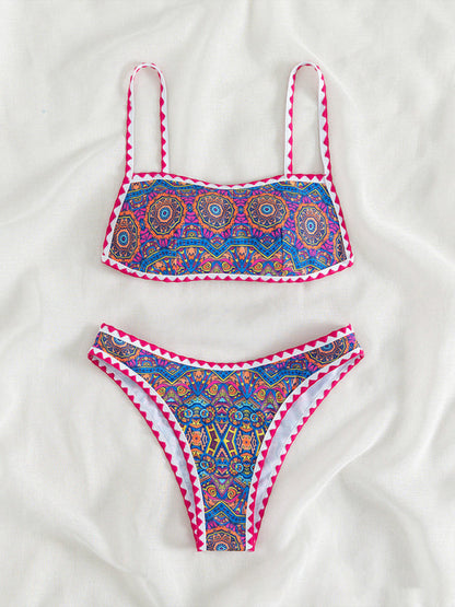 Bathing Suit for Women Two Piece Floral Print Tie Back Swimsuit Bikini Sets - Seldom Seen Styles