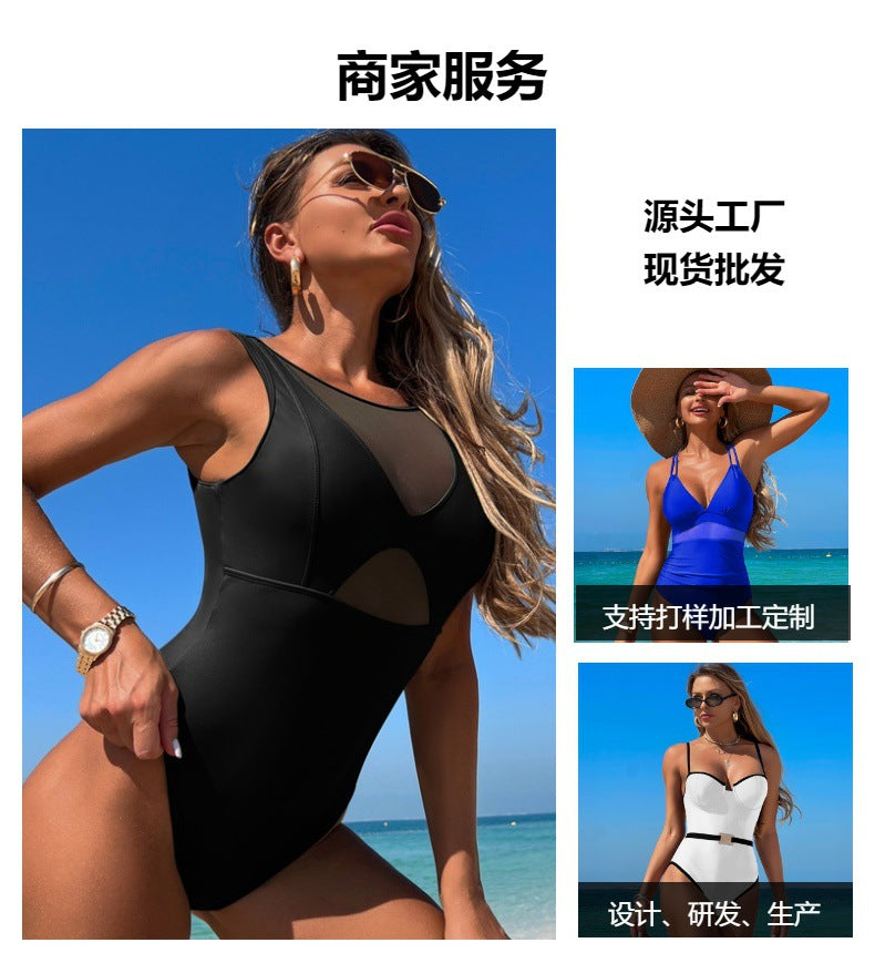 New2025Hot Spring Swimsuit for Women High-End Sexy Mesh Nylon One-Piece Swimsuit - Seldom Seen Styles