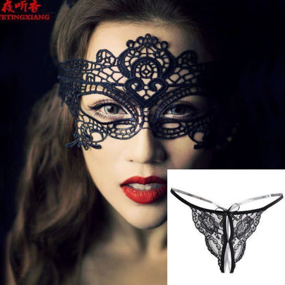 Nightclub Queen Party Sexy Lingerie Set Lace Hollow Eye Mask Princess Cat - Seldom Seen Styles