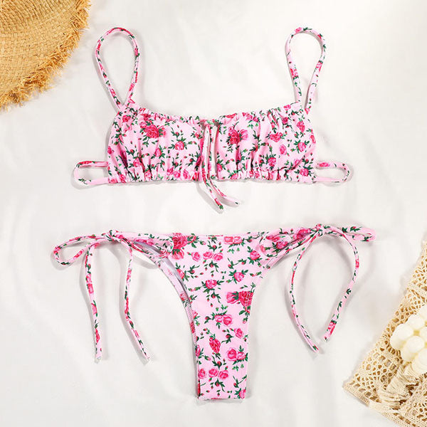 Niki Floral Print Bandeau Bikini - Seldom Seen Styles