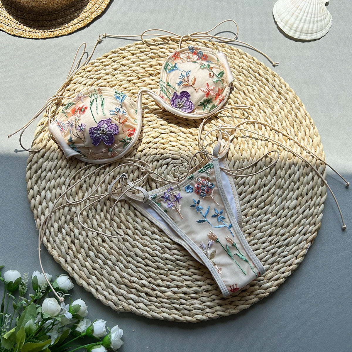 Novalee | Embroidery Split Swimsuit - Seldom Seen Styles