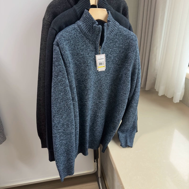 Pulled and thickened 25 autumn and winter men's casual zipper knitted sweater Men's Quarter-Zip Sweater - Seldom Seen Styles