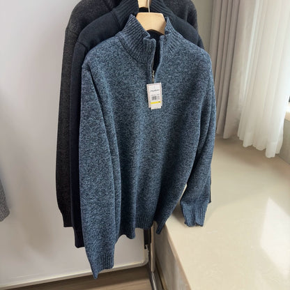 Pulled and thickened 25 autumn and winter men's casual zipper knitted sweater Men's Quarter-Zip Sweater