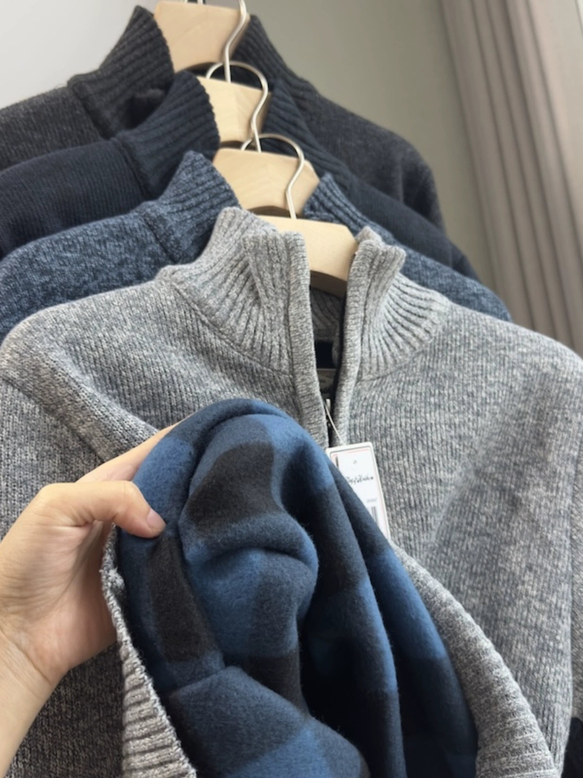 Pulled and thickened 25 autumn and winter men's casual zipper knitted sweater Men's Quarter-Zip Sweater - Seldom Seen Styles