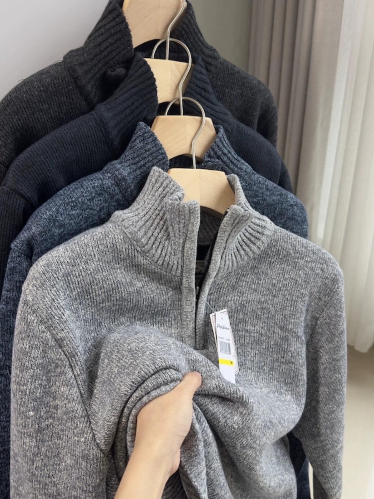 Pulled and thickened 25 autumn and winter men's casual zipper knitted sweater Men's Quarter-Zip Sweater - Seldom Seen Styles