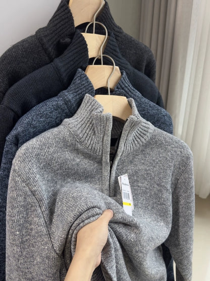 Pulled and thickened 25 autumn and winter men's casual zipper knitted sweater Men's Quarter-Zip Sweater