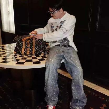VYBES Rhinestone Baggy Pants