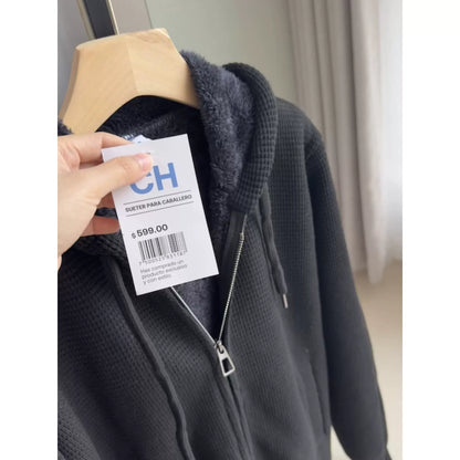 Men's Zip Up Hoodie Heavyweight Winter Sweatshirt Fleece Sherpa Lined Warm Jacket