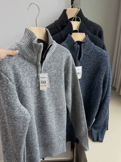 Pulled and thickened 25 autumn and winter men's casual zipper knitted sweater Men's Quarter-Zip Sweater